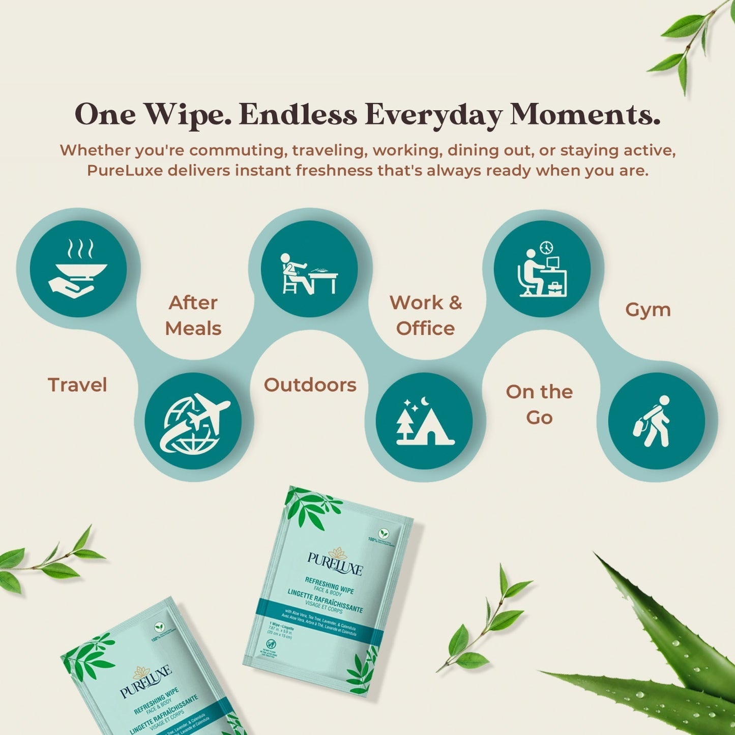PureLuxe Refreshing Face & Body Wipes